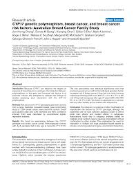 Understanding stomach and oesophageal cancers. Pdf Cyp17 Genetic Polymorphism Breast Cancer And Breast Cancer Risk Factors Australian Breast Cancer Family Study