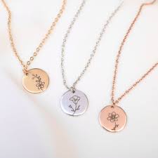 Birth Month Flower Necklace Etsy Personalized Birth Flower Necklace Floral Pendant Necklaces Etsy In 2020 Necklace With Kids Names Flower Necklace Gold Long Distance Friendship Gifts