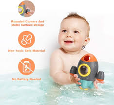 You need not use soaps every time you give her a bath. Buy Elovien Baby Bath Toys Space Rocket Shape Bathtub Toys For Toddlers Spray Water Toys W Rotating Fountain Bathroom Shower Toys For Infants Aged 18 Months 1 2 3 4 5 Years
