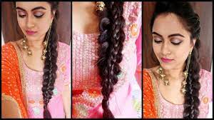 Supereasy Braid Hairstyle Punjabi Braid Look For Indian Party Wedding Guest Youtube