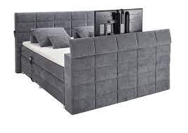 Anschließend können sie den fernseher wieder im fußteil verschwinden lassen. Denver Boxspringbett 180x200cm Stone Inkl Motor Motorisierte Tv Halterung Gunstig Mobel Kuchen Buromobel Kaufen Froschkonig24