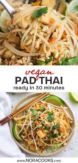 30 Minute Vegan Pad Thai With Rice Noodles Tofu Veggies Peanuts And The Most Incredible Simple Sauce Vegan Pad Thai Vegan Asian Recipes Easy Vegan Dinner
