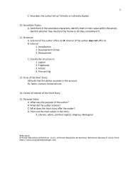Outline For The Analyisis Of A Short Story