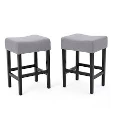 Stool comes in a range of colors. Set Of 2 26 Lopez Fabric Backless Counter Height Barstools Light Gray Christopher Knight Home Target