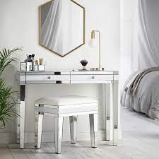 Bedroom Storage Mirror White Dressing Table 2 Drawer Storage Mirrored Finish Vanity Bedroom Furniture Furniture Dressing Table Dressing Mirror Dressing Table Design