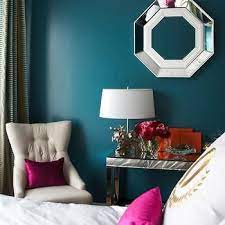 Peacock Blue Walls Contemporary Bedroom Haus Interior Accent Wall Colors Teal Bedroom Home Decor
