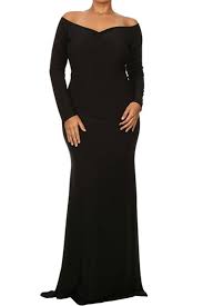 Big N Beautiful Black Off Shoulder V Neck Long Sleeve Plus Size Dress Plus Size Black Dresses Plus Size Maxi Dresses Plus Size Long Dresses