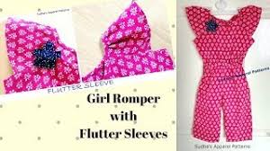 Girl Romper With Flutter Sleeves Easy Making Of Jumpsuit Youtube