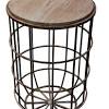 What are the features of a round end table? 1