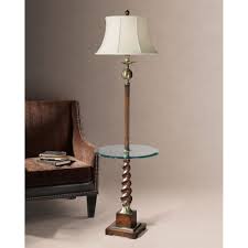 The perfect solution for adding both light and functionality to tight corners or small spaces while maximizing floor space, the elle decor floor lamp features an attached round wood tray table, eliminating the need for a side table. Wood Twist Floor Lamp Ideas On Foter