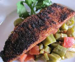 This white fish is sustainable as well. Unrestricted Tastes On Restricted Diets Distinctive Diabetic Recipes Cajun Tilapia With Okra And Tomato Okra And Tomatoes Cajun Tilapia Cajun Cooking