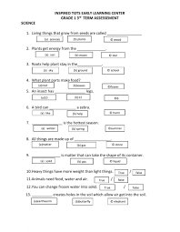 See more ideas about science worksheets, 1st grade science, preschool worksheets. 1st Grade Science End Of Year Assessement Worksheet