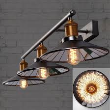 3 Lights Industrial Mirror Shade Wall Lights Loft Metal Wall Sconce Lamp Fixture