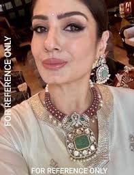 Dichiarazione gioielli Pavone Vittoriano Rubino Rosa Smeraldo Chiaro Verde  Menta SabyasachiJewelry Collana Con Orecchini Matrimonio Punjabi Gioielli