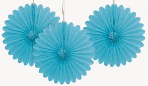 6 Inch Light Blue Tissue Paper Fans Are Great For Party Decorations Set Of 3