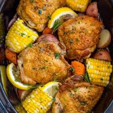Slow Cooker Chicken Thighs With Vegetables Jessica Gavin Recipe Crockpot Recipes Slow Cooker Chicken Crockpot Recipes Slow Cooker Chicken Thighs