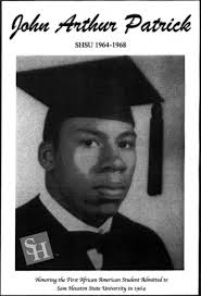 John Arthur Patrick, the first African American student admitted to #SHSU  in 1964. #BlackHistoryMonth John graduated cum laude from SHSU and became a  high school math teacher in Houston. Later, he moved