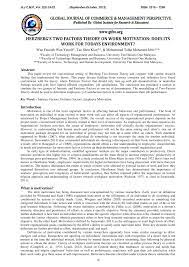 Herzberg's motivation theory (two factor theory). Pdf Herzberg S Two Factor Theory On Work Motivation Does It Works For Todays Environment
