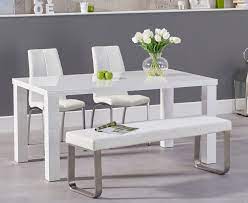Our dining room sets come in all shapes and sizes. Atlanta 160cm White High Gloss Dining Table With Cavello Chairs And Atlanta White Bench