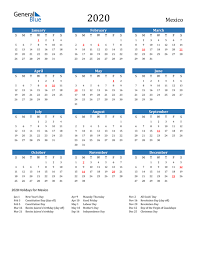 2020 Calendar Mexico With Holidays In 2020 Calendar Printables Printable Calendar Template 2021 Calendar