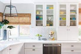 Free save as kitchen cabinet dimensions standard high resolution. Colorful Pottery In Glass Front Kitchen Cabinets Transitional Kitchen