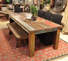 Rustic vintage industrial wood dining table with bench metal hairpin legs. Vintage Multicolor 107 Dining Table Rustic Dining Room New York By Ba Furniture Stores Houzz Au