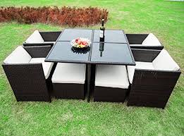 4 Deluxe Version Cube Armchairs 4 X Stools And Cube Dining Table All Cushions Are Rattan Outdoor Furniture Rattan Garden Furniture Sets Garden Furniture Sets