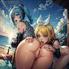 Hatsune Miku got a rimjob from Kagamine Rin - Rule 34 AI Art