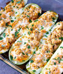 Buffalo Chicken Zucchini Boats The Wholesome Dish Recipe Recipes No Calorie Foods Cooking Recipes