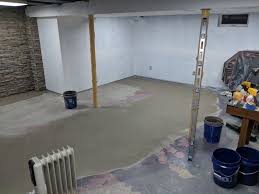 Self Level A Painted Concrete Basement Floor A Little Diy Concrete Basement Floors Basement Flooring Concrete Basement Walls