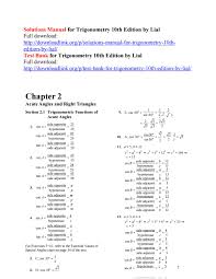 Solutions Manual For Trigonometry 10th Edition By Lial By