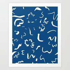 Freely Scribbled Blue Art Print By
