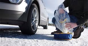 how to put on snow chains and drive