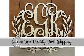 Laurel Wreath Monogram Door Hanger