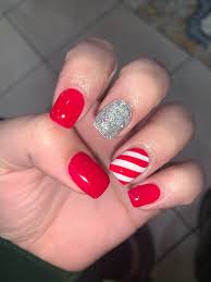 christmas candy cane nails design red