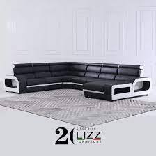 u shape sectional black leather sofa