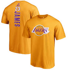 Lakers vs pelicans nba 2k19 mycareer ep 48. Lebron James Los Angeles Lakers La 23 Nba Fanatics Gold T Shirt Backer Jersey 2bagger