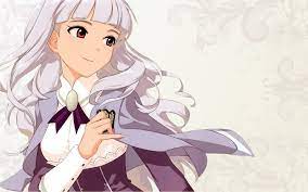 female anime character with white hair