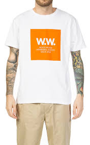 Wood Wood Ww Square T Shirt White Orange