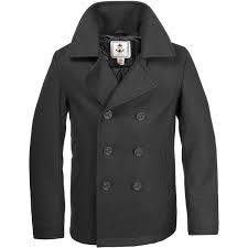 Details About Mens Coat Wool Us Navy Type Pea Coat Black