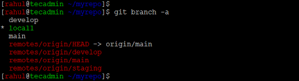 how to list remote branches in git