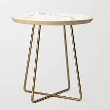 Modern White And Gold Marble Side Table