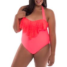 Catalina Womens Plus Size Slimming High Waisted Bikini Two Piece Swimsuit Set