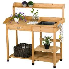 Smilemart Fir Wood Potting Bench With