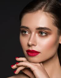 fashion model woman makeup red lips