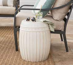 Reeded Ceramic Outdoor Side Table