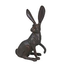 sitting rabbit garden statue bronze