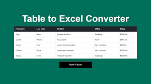 export html table to excel using