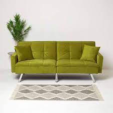 monty velvet sofa bed olive green