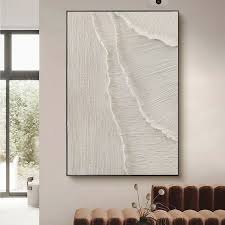 3d White Minimalist Ocean Waves Art